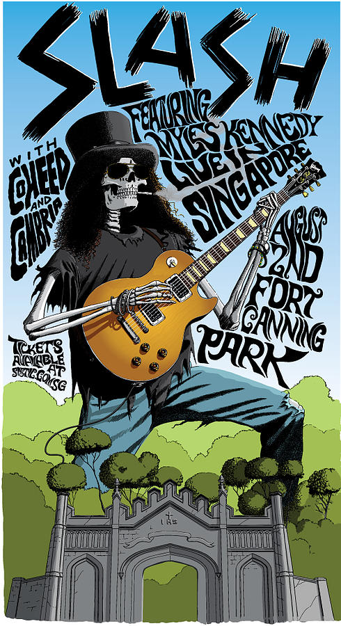 Slash in Singapore Tour Poster Mixed Media by Jefferson Wood - Fine Art  America