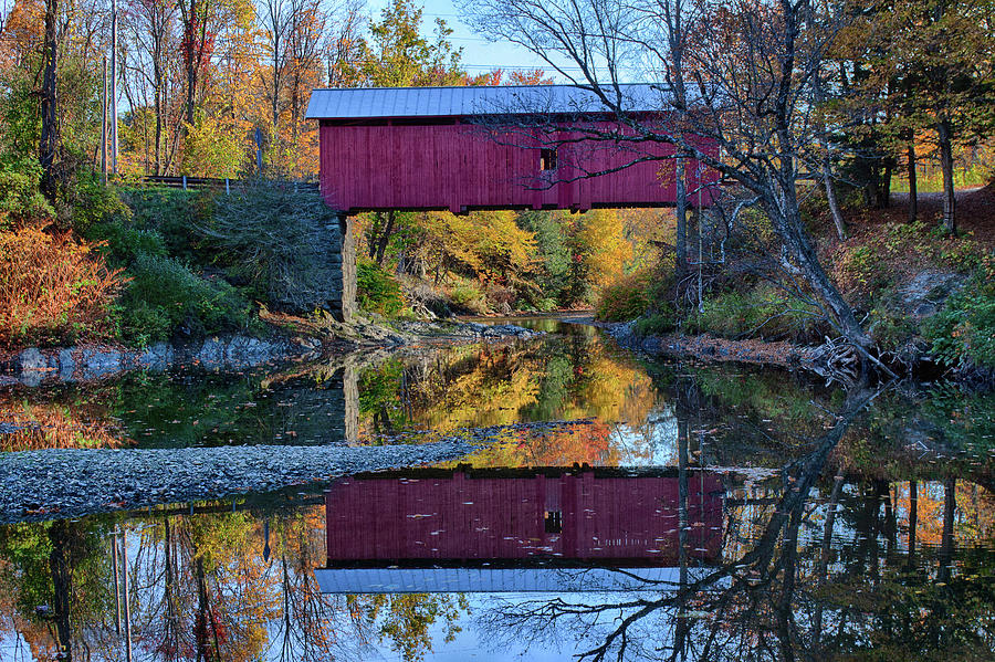 Fall Photograph - Slaughterhouse covered bridge by Jeff Folger