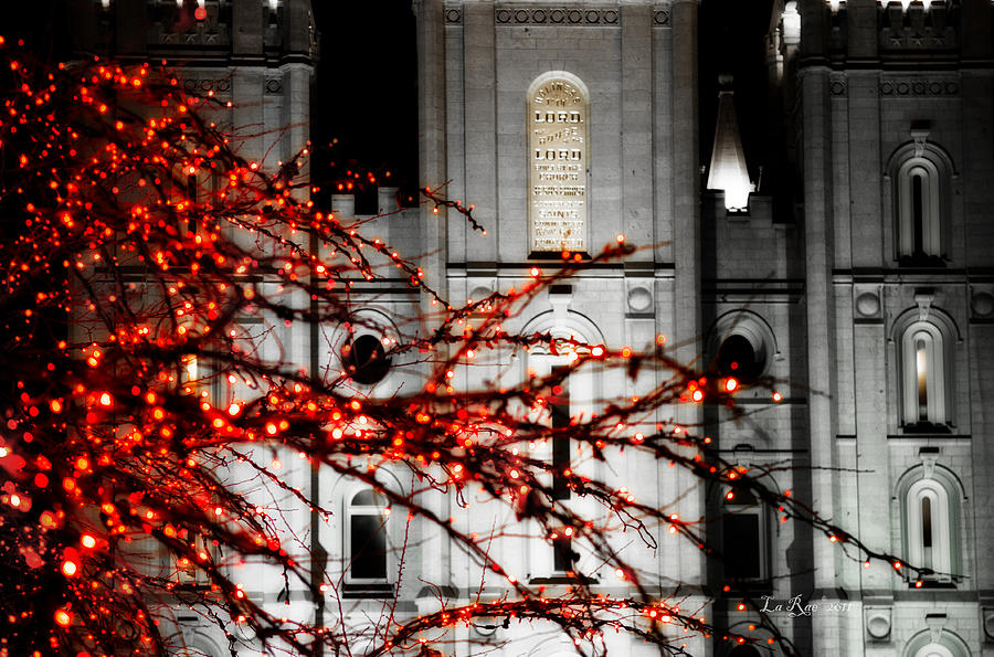 SLC Temple Red White n Black Photograph by La Rae  Roberts