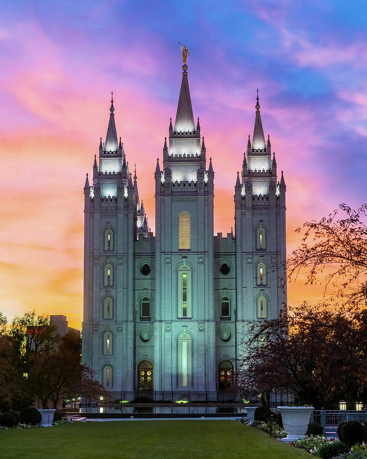 SLC Temple Sunsets Fire Photograph by La Rae Roberts | Fine Art America