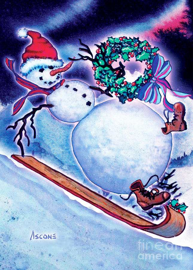 Sleddin into the Holidays Painting by Teresa Ascone