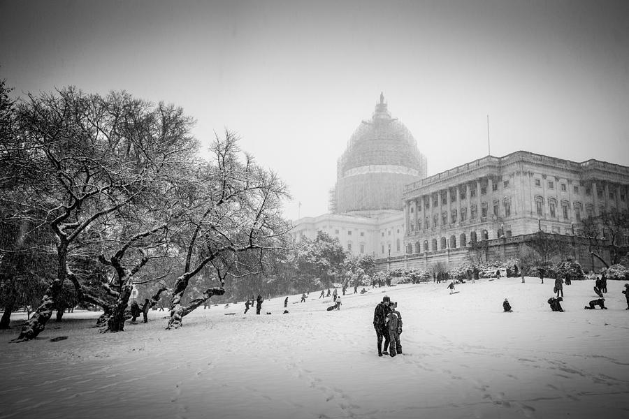 Washington Photograph - Sledding on Capitol Hill by Robert Davis Washington Photograph - Sledding on Capitol Hill by Robert Davis