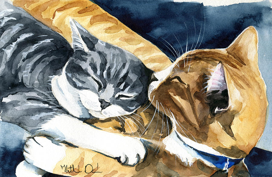 Sleep Well Little One Cat Painting Painting by Dora Hathazi Mendes