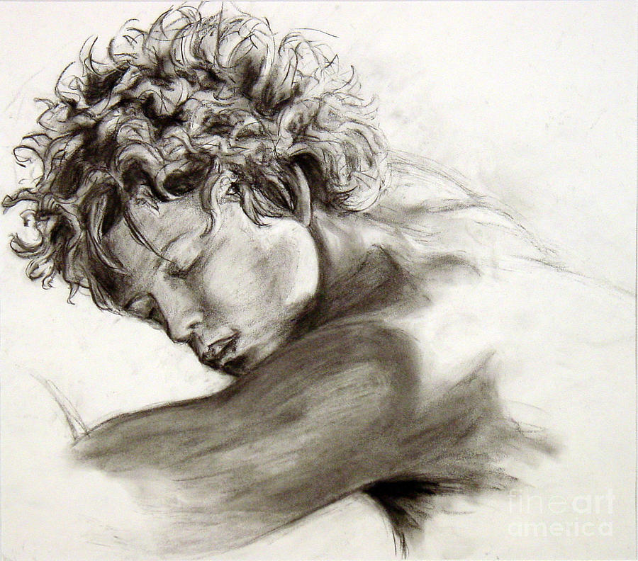 Charcoal Drawing - Sleepin Nancy 2000 by Quinn Peterson