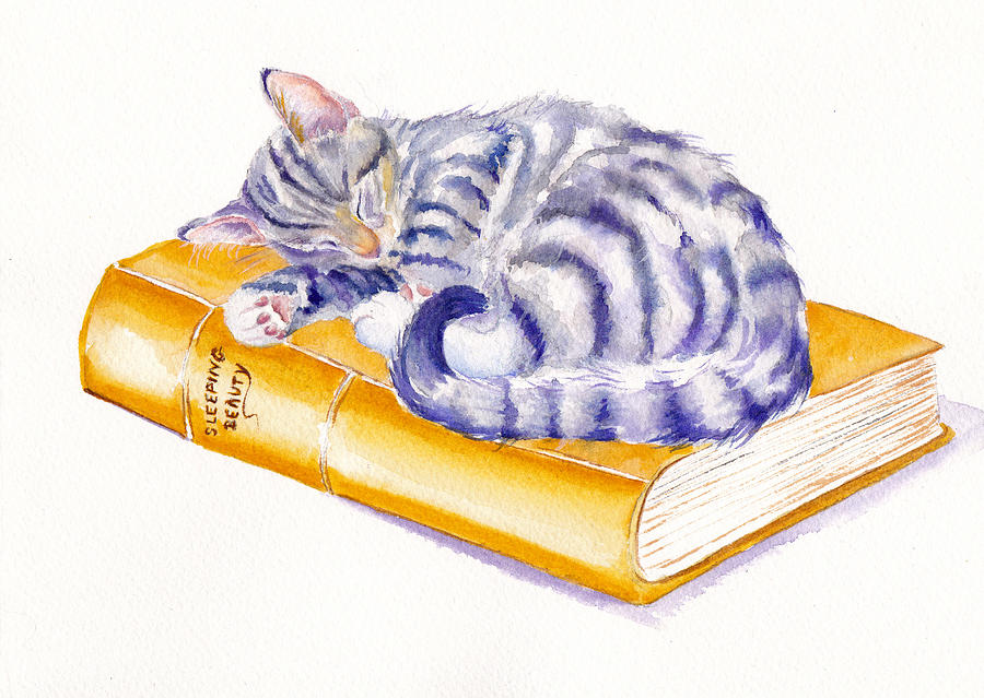 Cat Painting - Tabby Kitten - Sleeping Beauty by Debra Hall