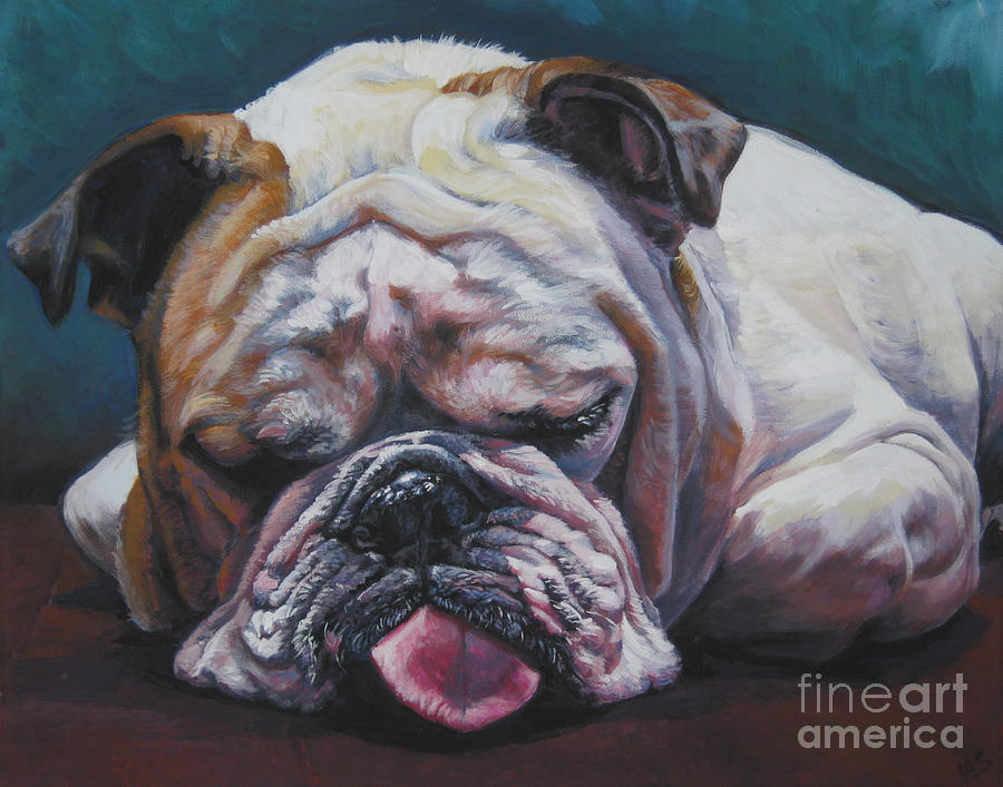 Sleeping Bulldog Painting by Lee Ann Shepard