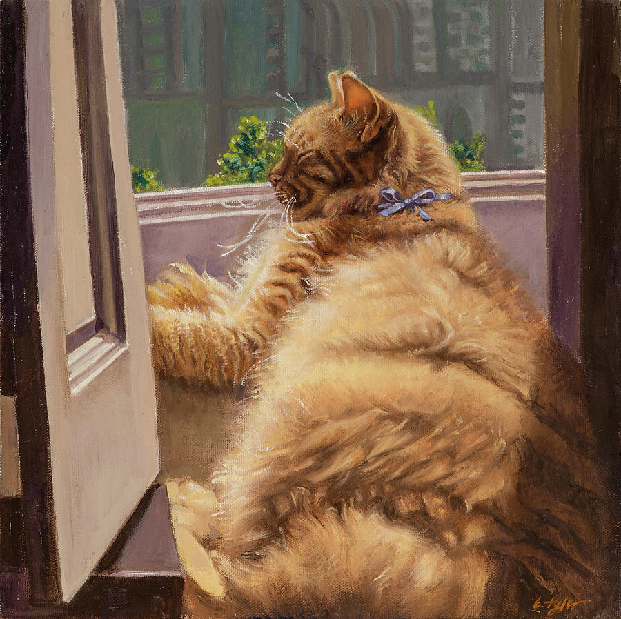 Sleeping Cat Painting by Barbara Tyler Ahlfield