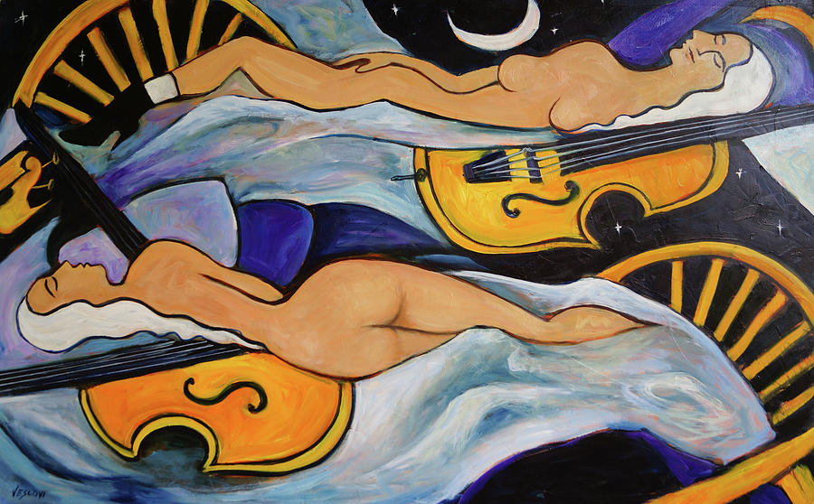 Sleeping Cellists Painting by Valerie Vescovi