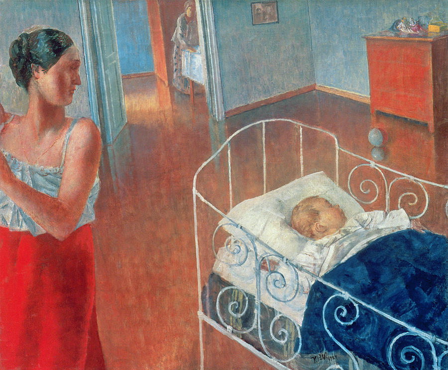 Sleeping Painting - Sleeping Child by Kuzma Sergeevich Petrov Vodkin