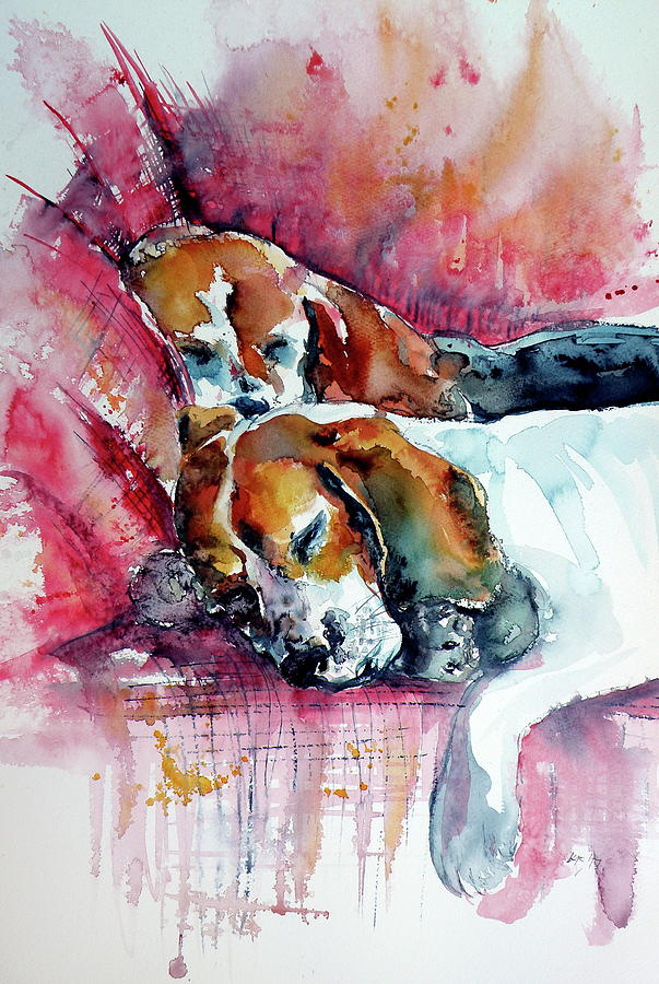 Sleeping dogs Painting by Kovacs Anna Brigitta