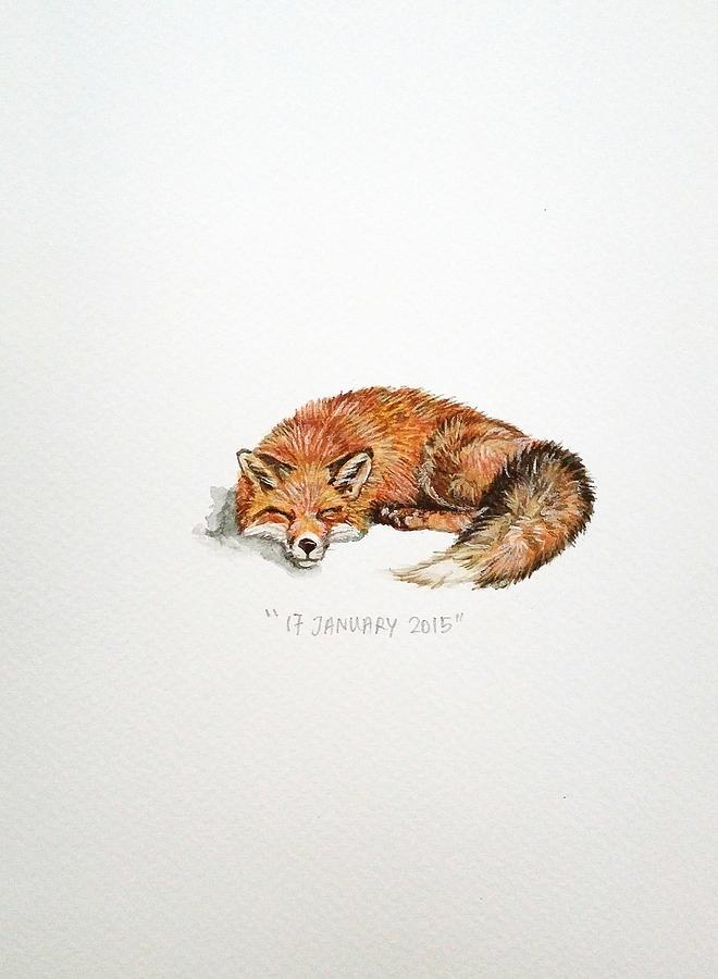 Fox Painting - Sleeping fox by Venie Tee