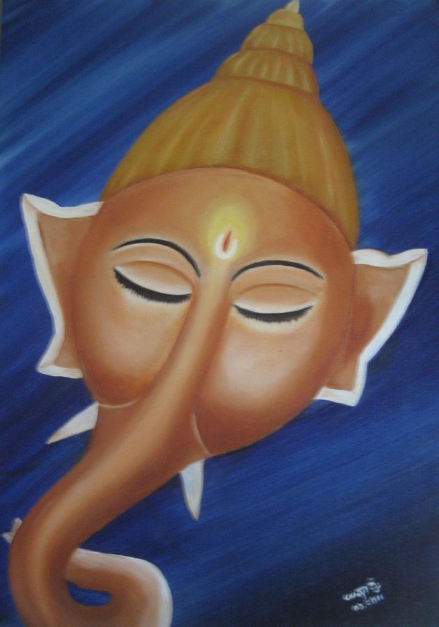 Mythology Painting - Sleeping Ganesha by Usha Rai
