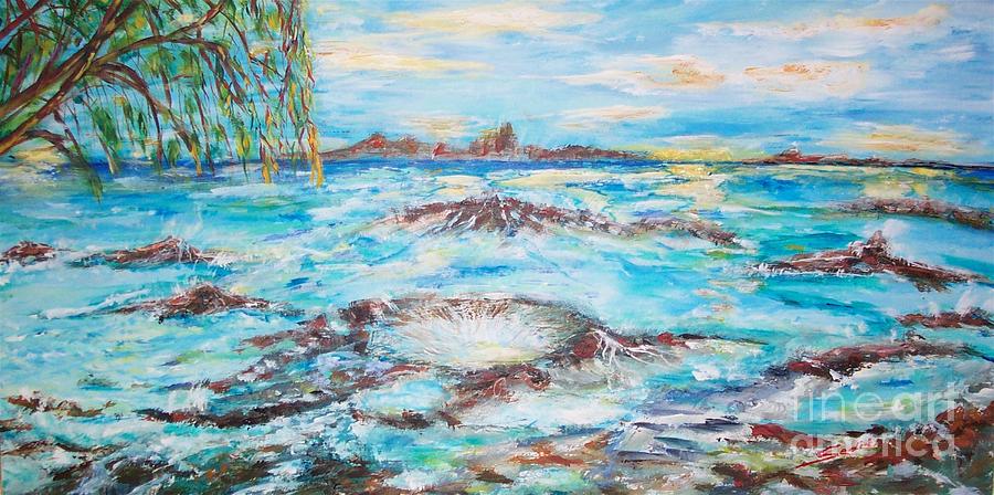 Rocky Beach Painting - Sleeping Horn by Mary Sedici