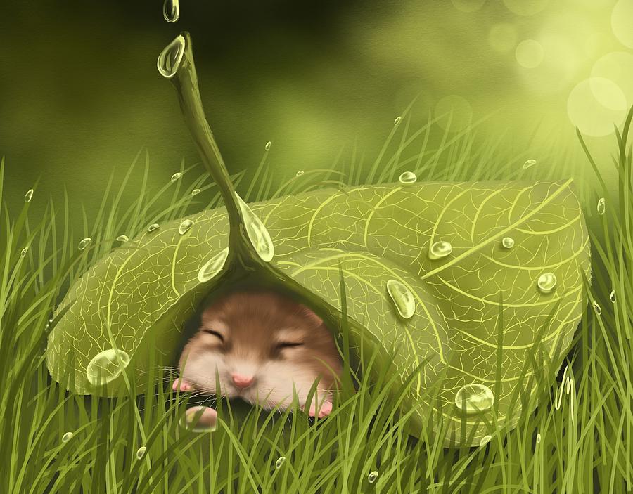 Animal Painting - Sleeping in the rain by Veronica Minozzi