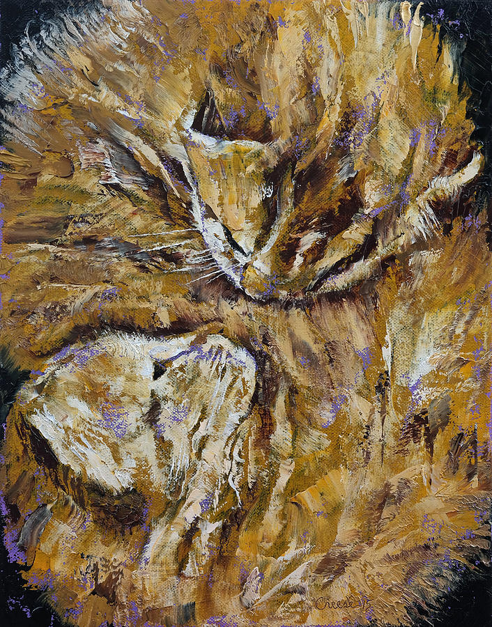 Sleeping Kittens Painting by Michael Creese