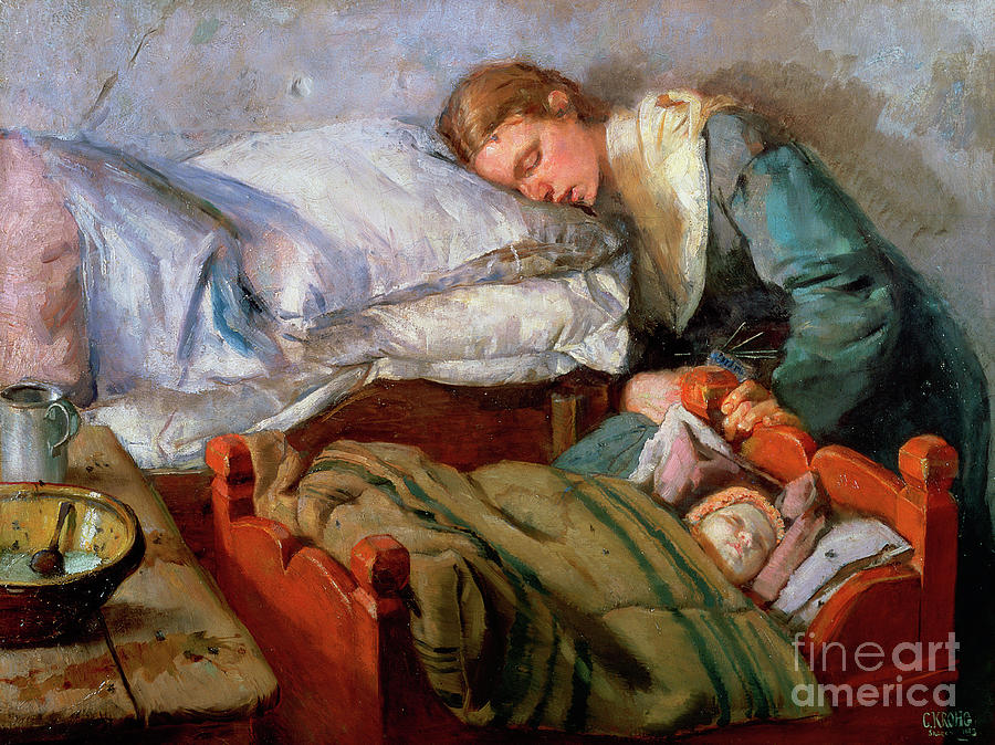 Sleeping Mother, 1883 Painting by Christian Krohg