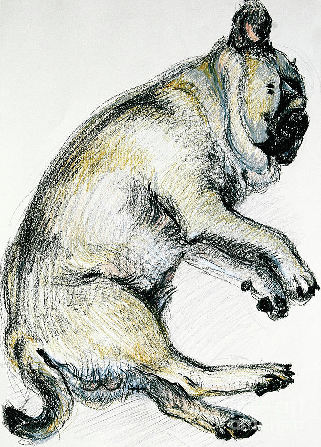 Pug Painting - Sleeping Pug One by Joan Thewsey
