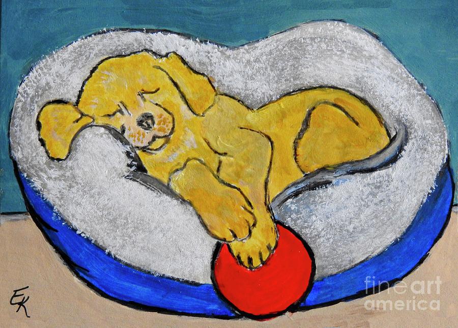 Sleeping Puppy Painting by Ella Kaye Dickey