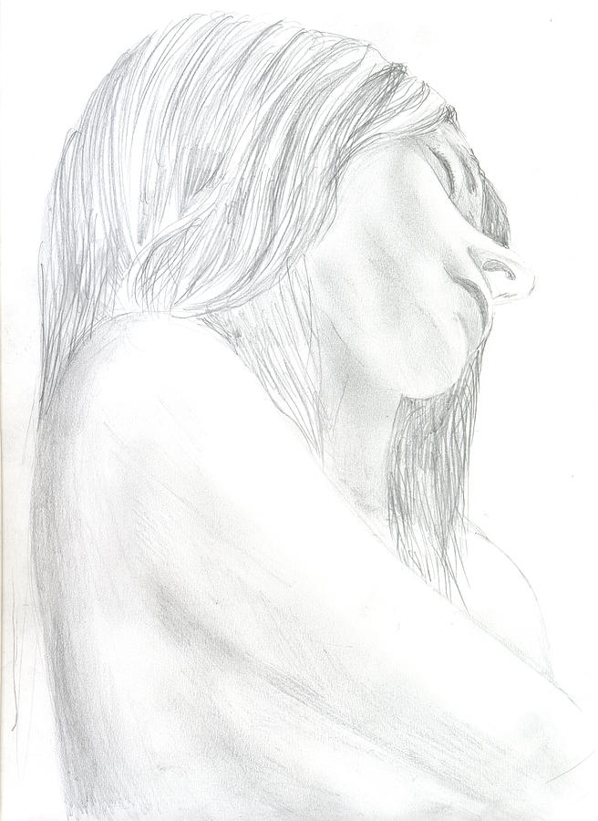 Nude Drawing - Sleeping woman by Bidde