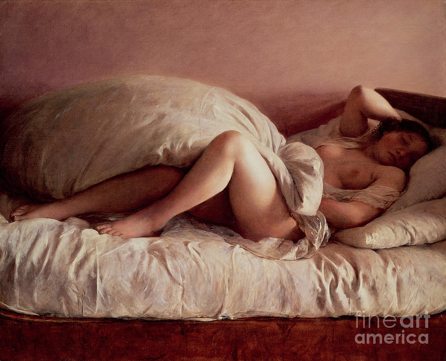 Nude Painting - Sleeping woman by Johann Baptist Reiter