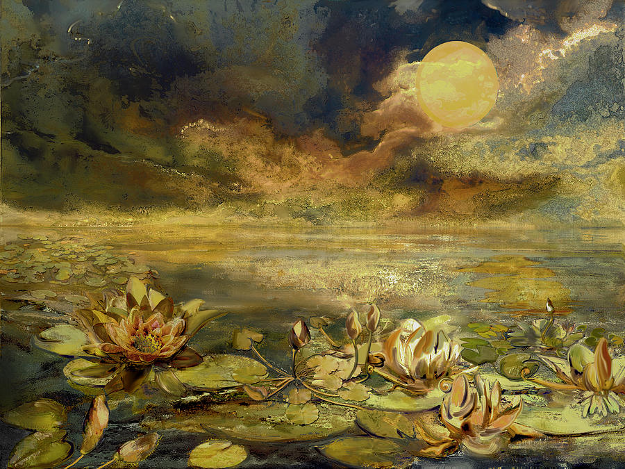 Landscape Painting - Sleepless Water Lily by Anne Weirich