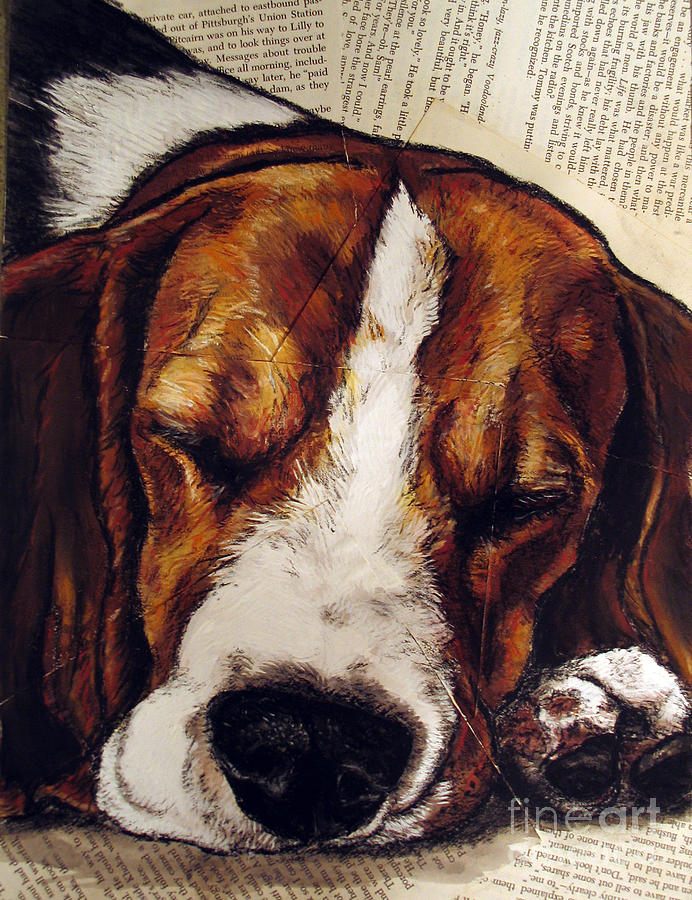 Beagle Painting - Sleepy Beagle by Christas Designs