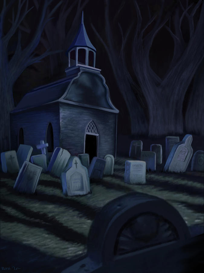Sleepy Hollow Painting - Sleepy Hollow Churchyard Cemetery by Little Bunny Sunshine