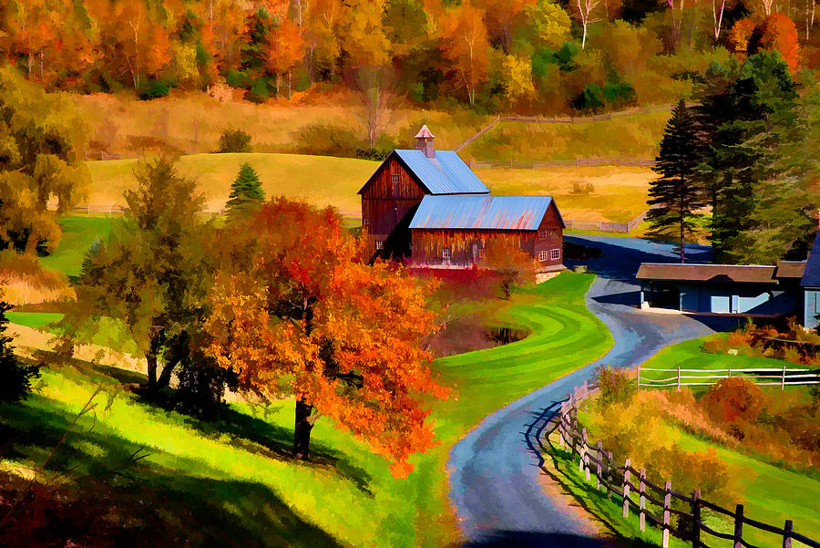 Digital painting of Sleepy Hollow Farm Photograph by Jeff Folger