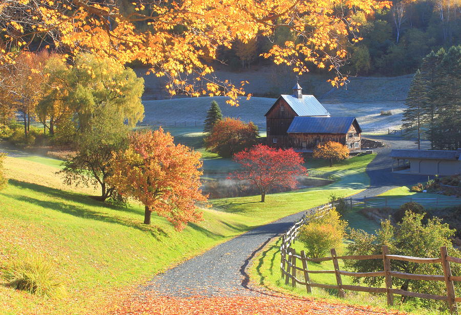 Sleepy Hollow Farm Vermont Autumn Morning Photograph by John Burk