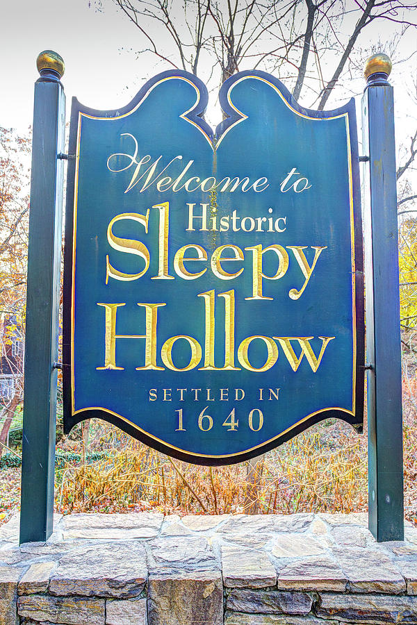 Sleepy Hollow Photograph - Sleepy Hollow Town Sign by David Pyatt