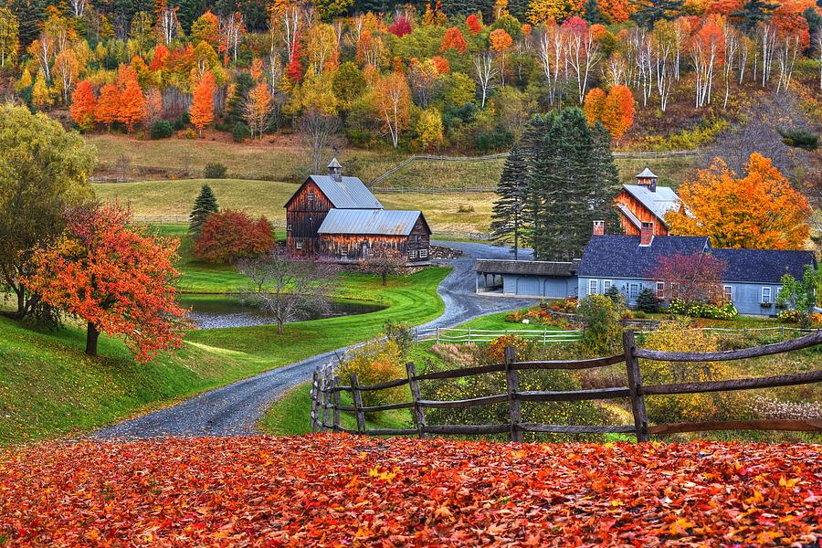Sleepy Hollows Farm Woodstock Vermont VT Autumn Bright Colors ...