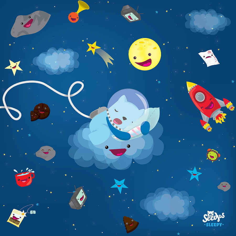 Space Digital Art - Sleepy in space by Seedys 
