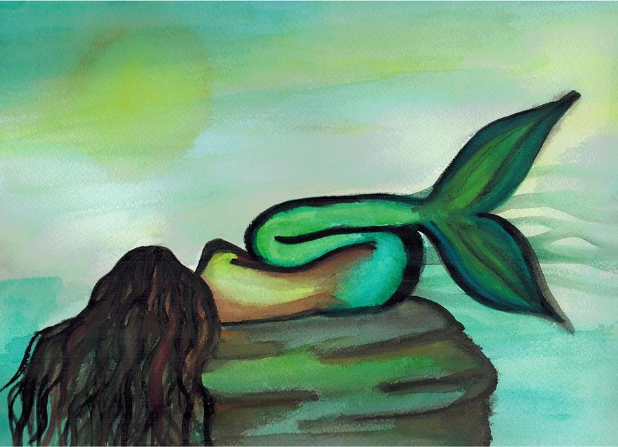 Mermaid Painting - Sleepy Mermaid by Kayla Roeber