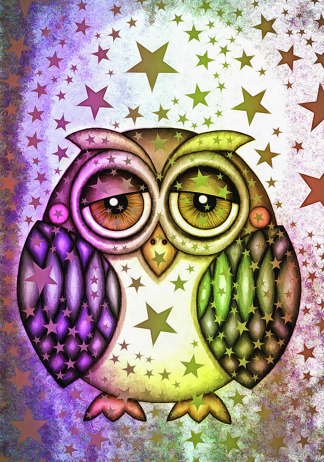 Owl Photograph - Sleepy owl with stars by Matthias Hauser