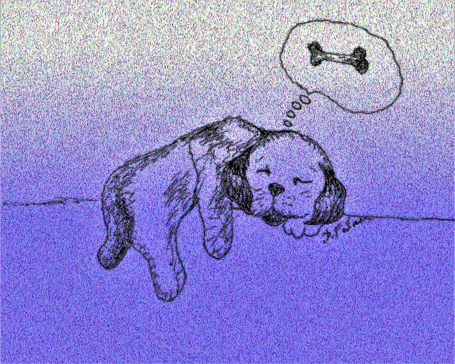 Sleepy Puppy Dreams Drawing by Denise F Fulmer