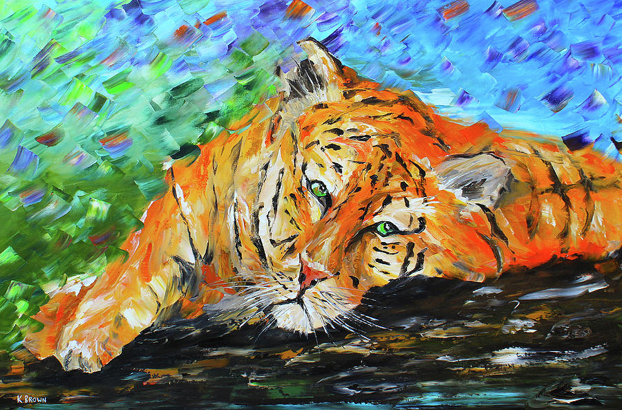 Sleepy Tiger Painting by Kevin Brown