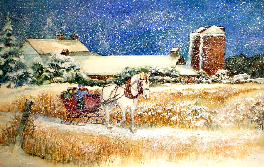 Sleigh Ride at Brickers Painting by Lois Mountz