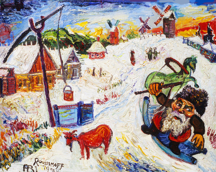 Sleigh Ride To The well Painting by Ari Roussimoff