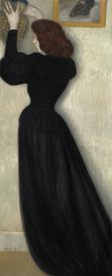 Portrait Painting - Slender Woman with Vase by Jozsef Rippl Ronai