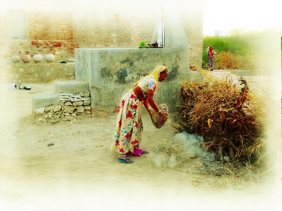 Summer Photograph - Slice of Life Garbage Disposal Indian Village Rajasthani 2a by Sue Jacobi