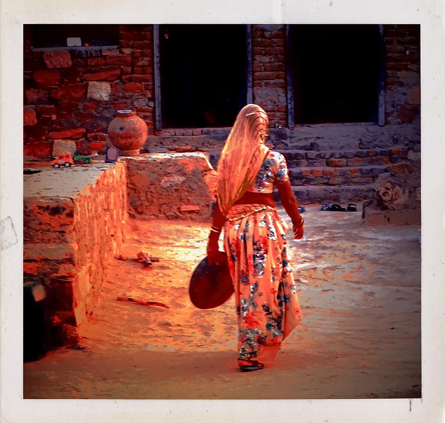 Summer Photograph - Slice of Life Garbage Disposal Indian Village Rajasthani 3d by Sue Jacobi