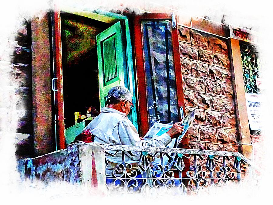 Slice of Life Sunny Sunday Morning Newspaper India Rajasthan Udaipur 2a Photograph by Sue Jacobi