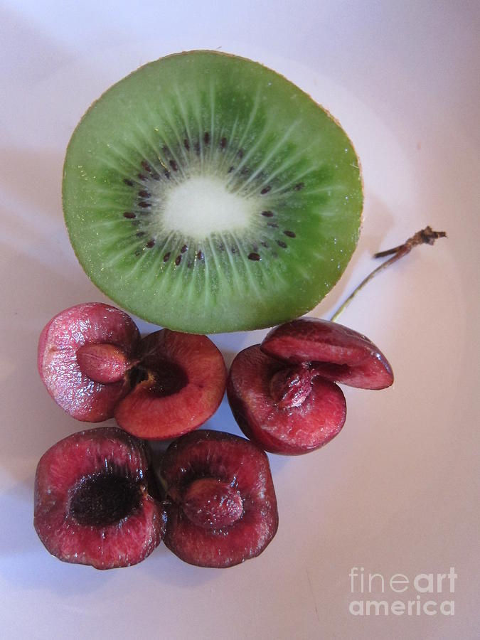 Sliced Cherries and Kiwi Photograph by Funmi Adeshina