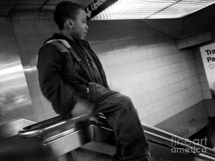 Sliding on the Rail - Subways of New York Photograph by Miriam Danar