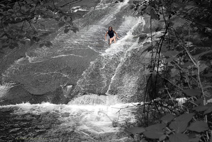 Sliding Rock Girl Photograph by Kathy Barney