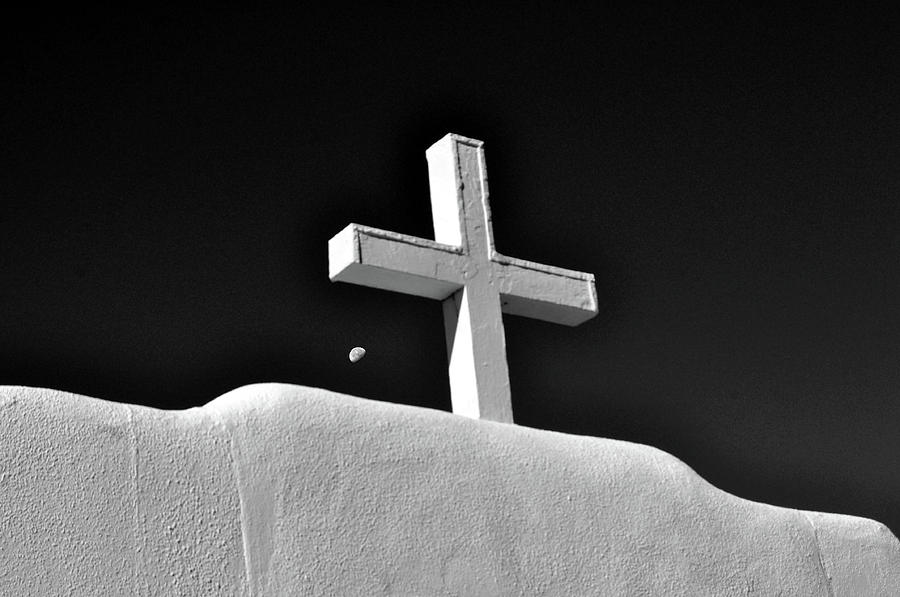 Taos Pueblo Photograph - Slight Moon by Wes Hanson