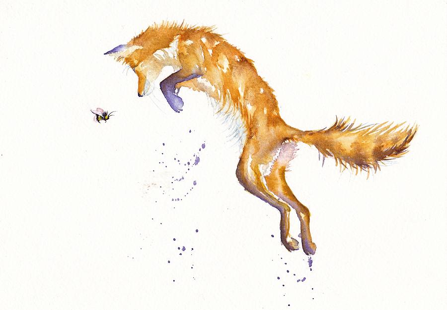 Slim Pickings - Leaping Fox Painting by Debra Hall