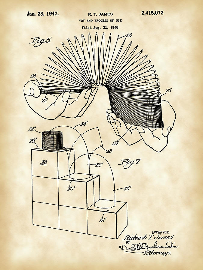 Slinky Patent 1946 - Vintage Digital Art by Stephen Younts