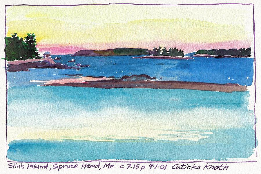 Slins Island Spruce Head Maine Painting by Catinka Knoth