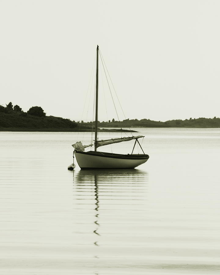 Black And White Photograph - Sloop at Rest  by Roupen Baker